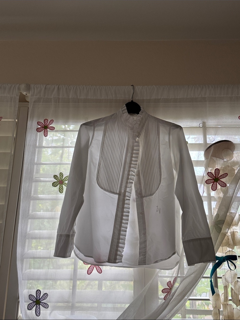 Zadig & Voltaire White Pleated Bib Blouse